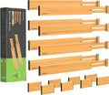 Bamboo Drawer Dividers Organizers 16pcs, Expandable Drawer Separators, 17-22 inches Adjustable M22126