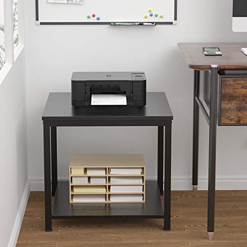 Rustic Brown 2-Tier Metal Wood Side Table H61131