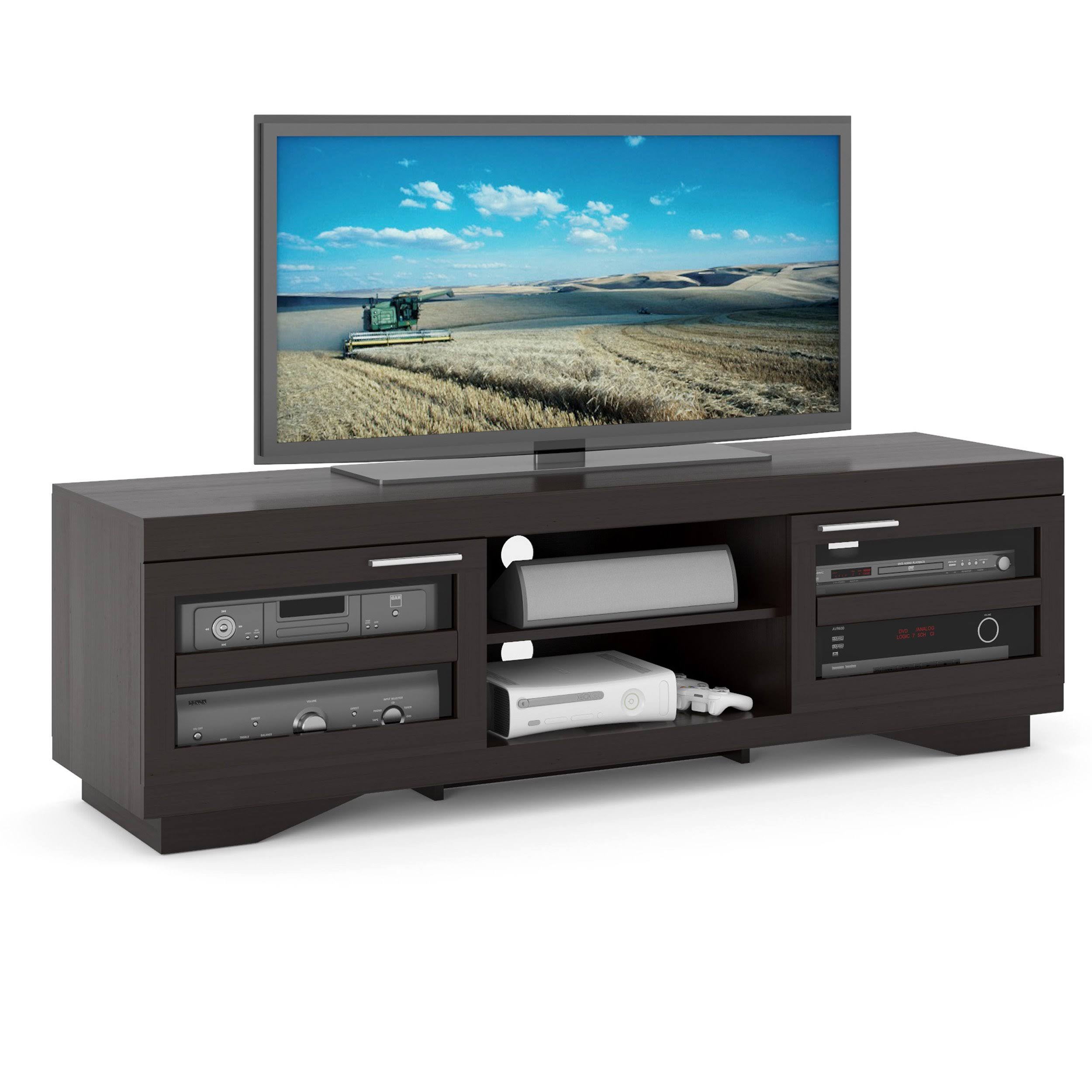 Mocha Black 66-Inch Wood Veneer TV Bench S3829