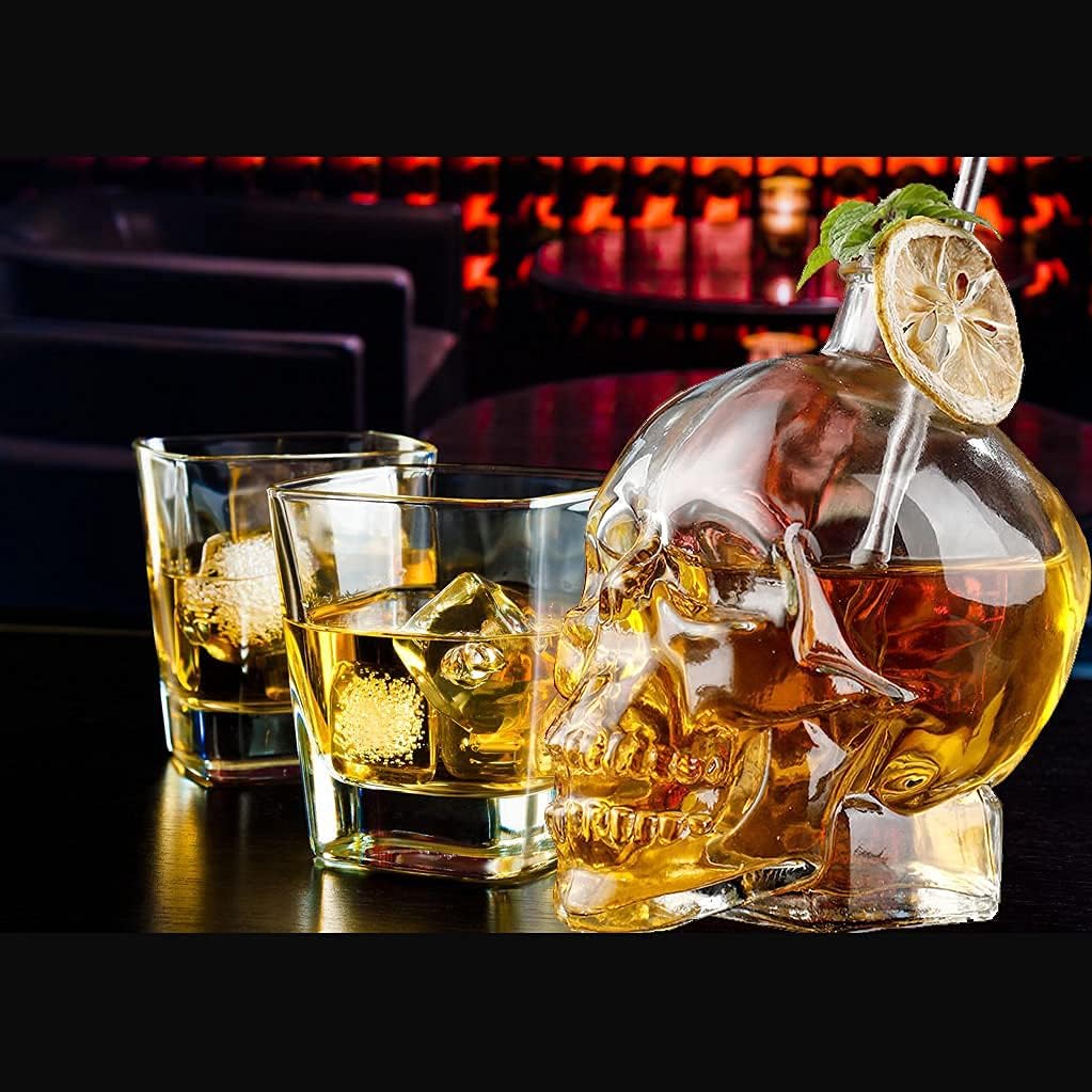 Lead-free Glass Skull Whiskey Bottle With Cork Stopper (400ML) R9808