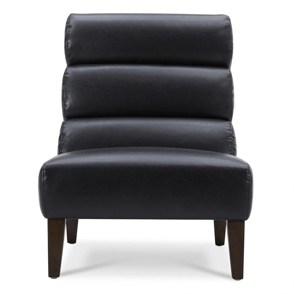 Black Faux Leather Armless Accent Chair E615