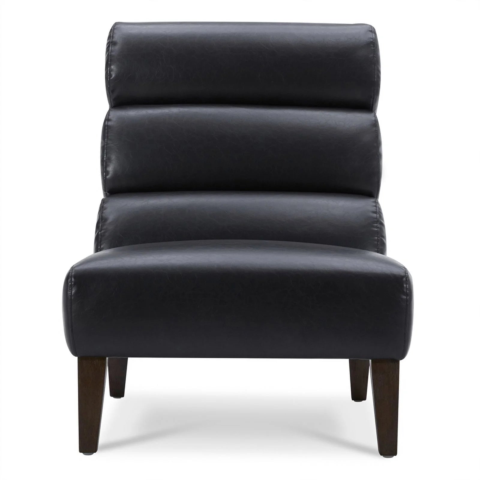 Black Faux Leather Armless Accent Chair E615