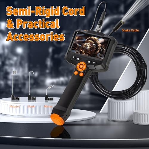 16.4FT Semi-Rigid Cord 1080P HD Industrial Borescope Camera with 8 LED Lights X424