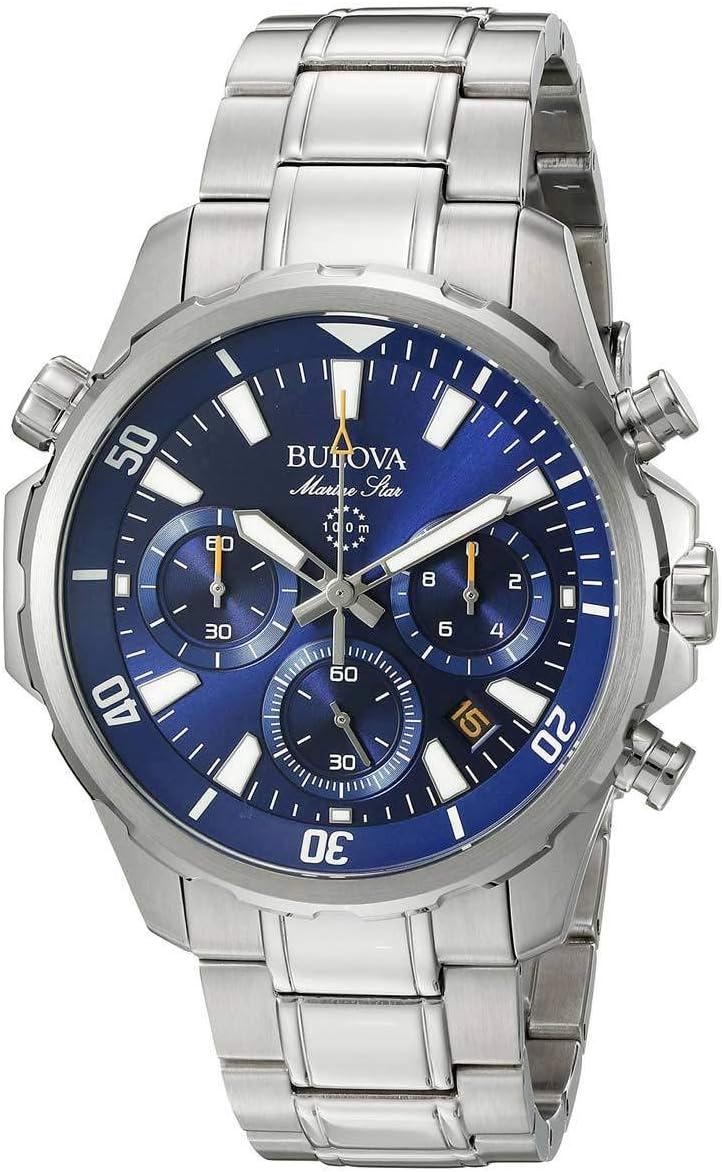 Men's Chronograph Quartz Watch with Stainless Steel Strap, Blue D76750