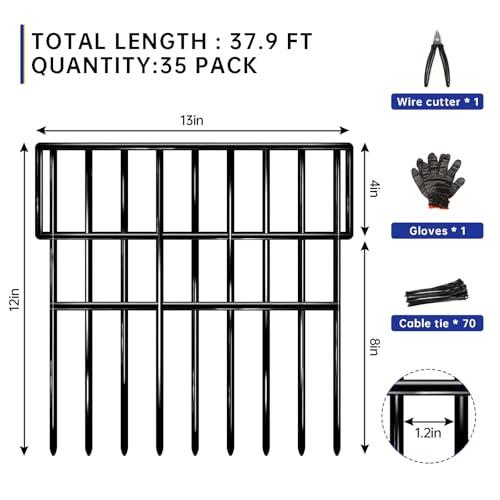 35 Panels 38 Ft X 13 in No Dig Rustproof Metal Garden Fence U39551