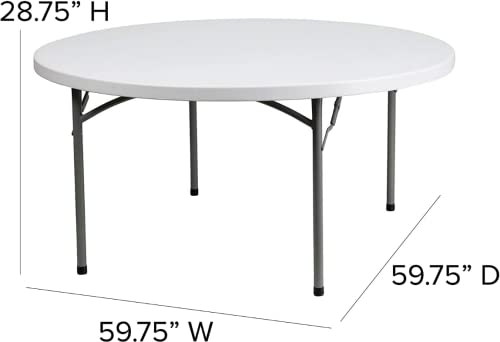 5 Pack 72" Round White Plastic Folding Table R360