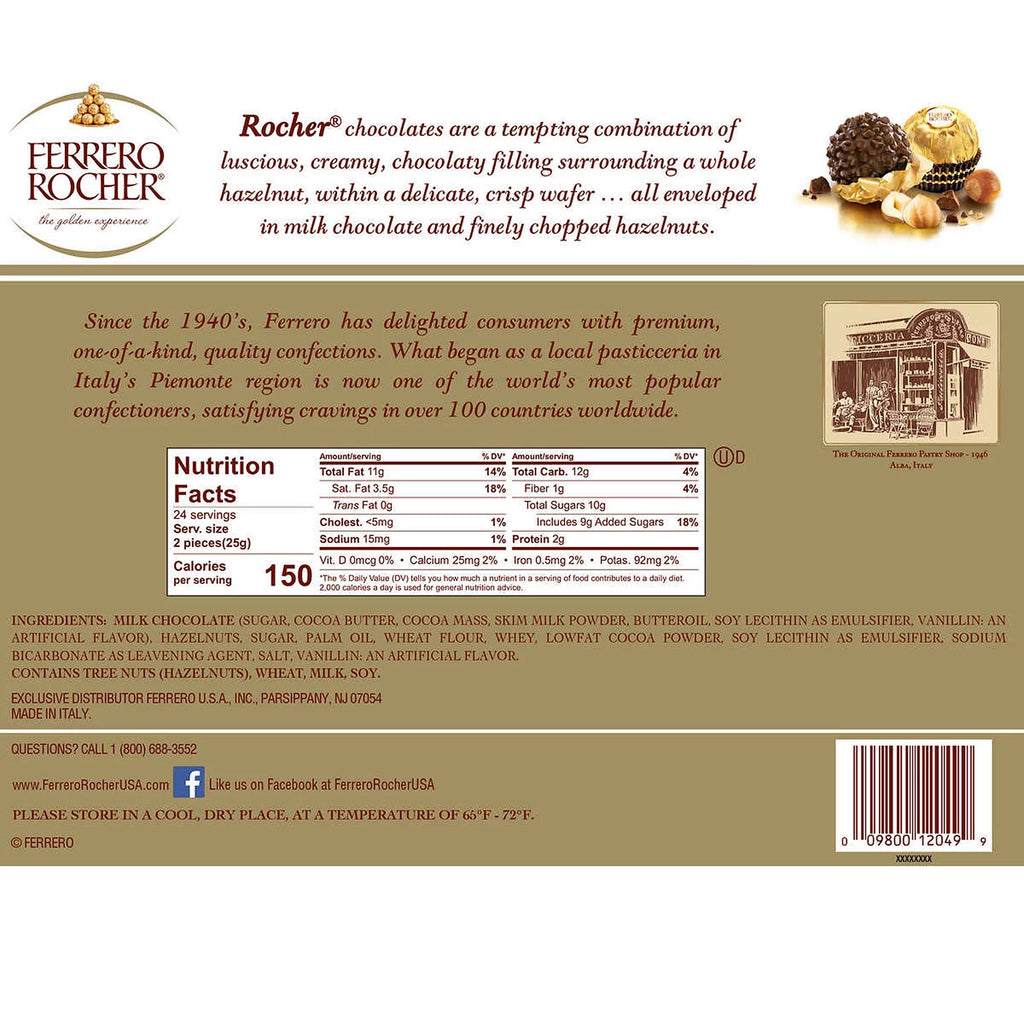 48 Count 21.2 oz. Hazelnut Chocolates V7554