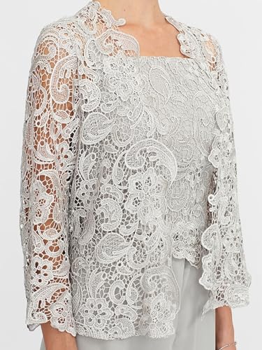 Square Neck Chiffon Jumpsuit with Lace Appliques T50050