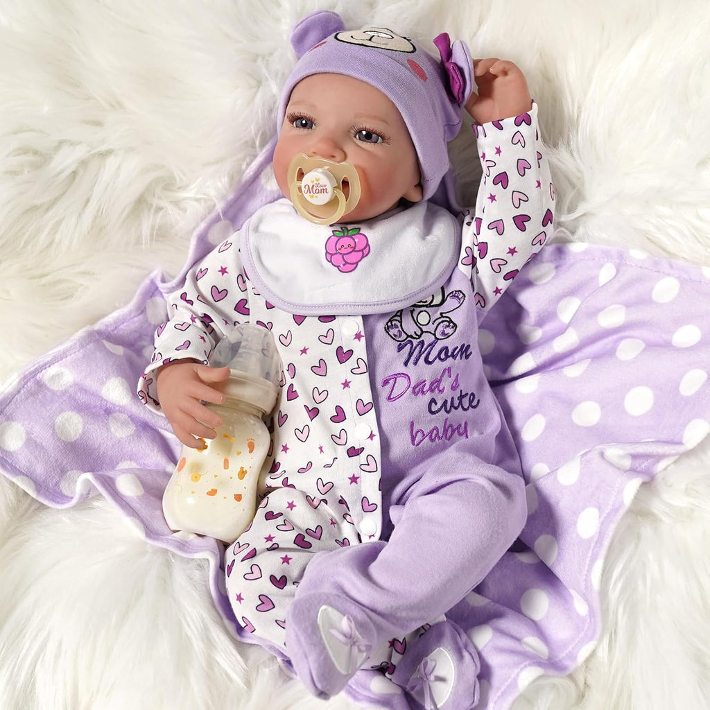 20 Inch Soft Body Realistic Reborn Baby Doll with Bassinet H5046