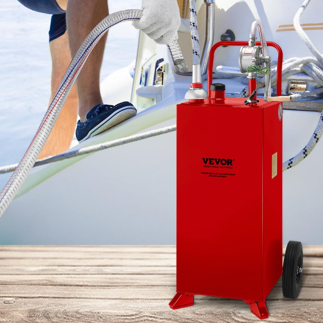 30 Gallon Portable Gas Caddy Fuel Storage Tank with 2 Wheels & Manual Transfer Pump Q13390