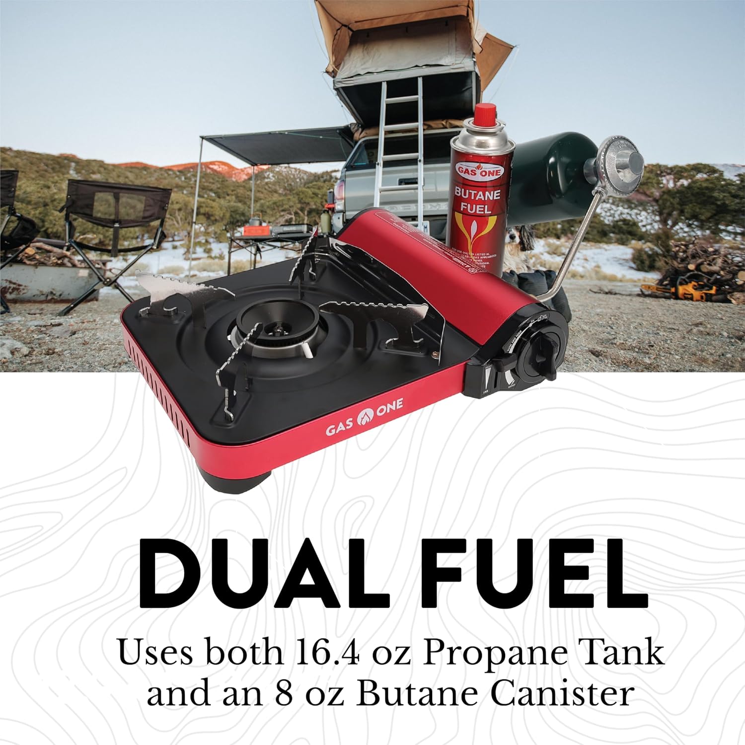 12,000 BTU Propane or Butane Portable Dual Fuel Camping Stove with Carrying Case R154