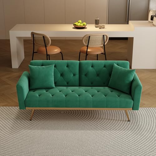 Green Velvet Convertible Sofa Bed S9056