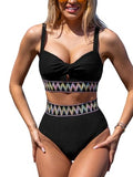 Women's Two Piece Bikini Set High Waisted V Neck Y4680
