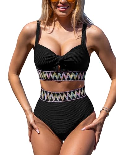 Women's Two Piece Bikini Set High Waisted V Neck Y4680