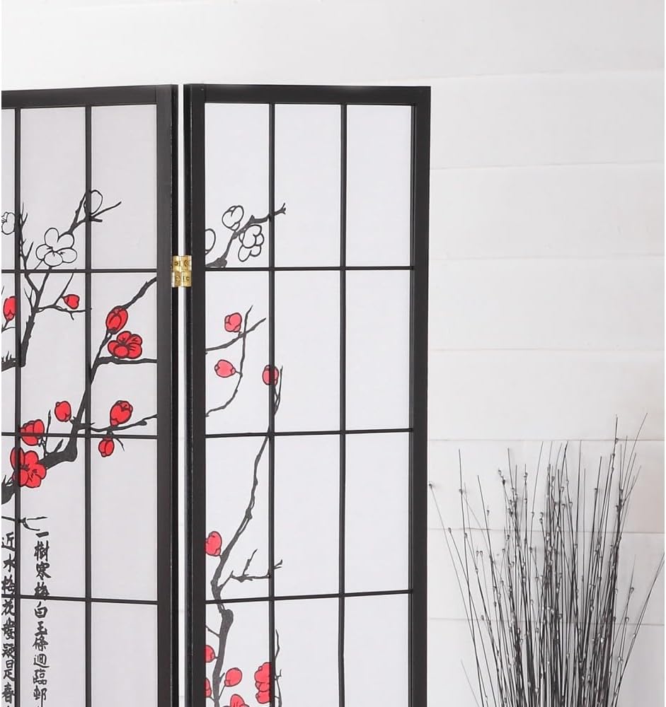 4-Panel Folding Shoji Screen Room Divider J935744