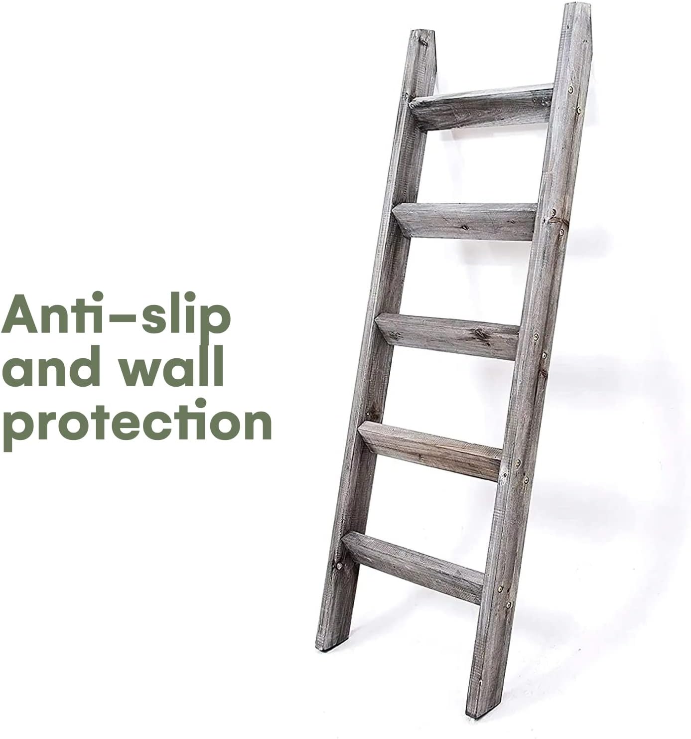 Gray White Wood Ladder Shelf Y2220