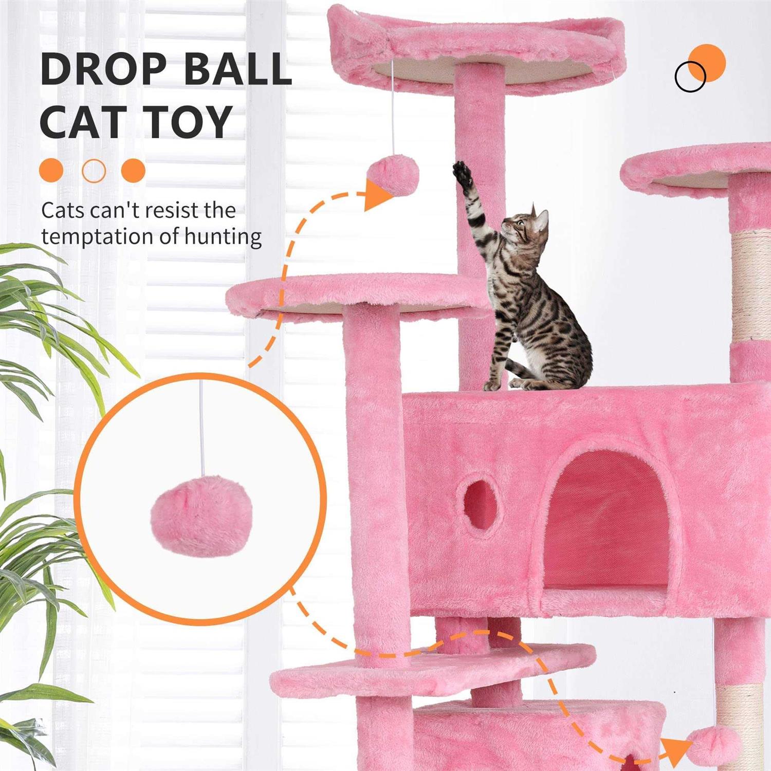 54in Cat Tree Tower with Scratching Posts B65087