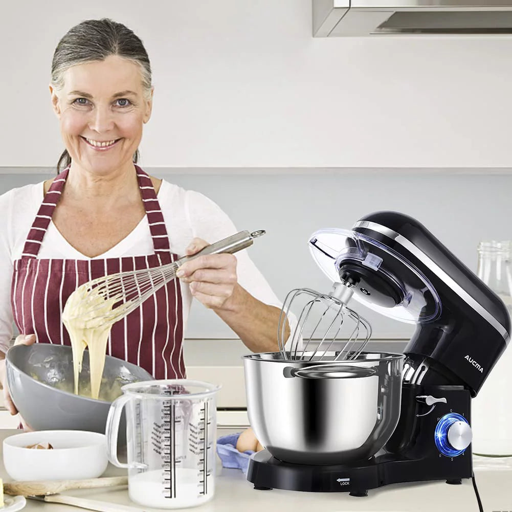 6.5-QT 660W 6-Speed Tilt-Head Stand Mixer with Dough Hook, Wire Whip & Beater Y318