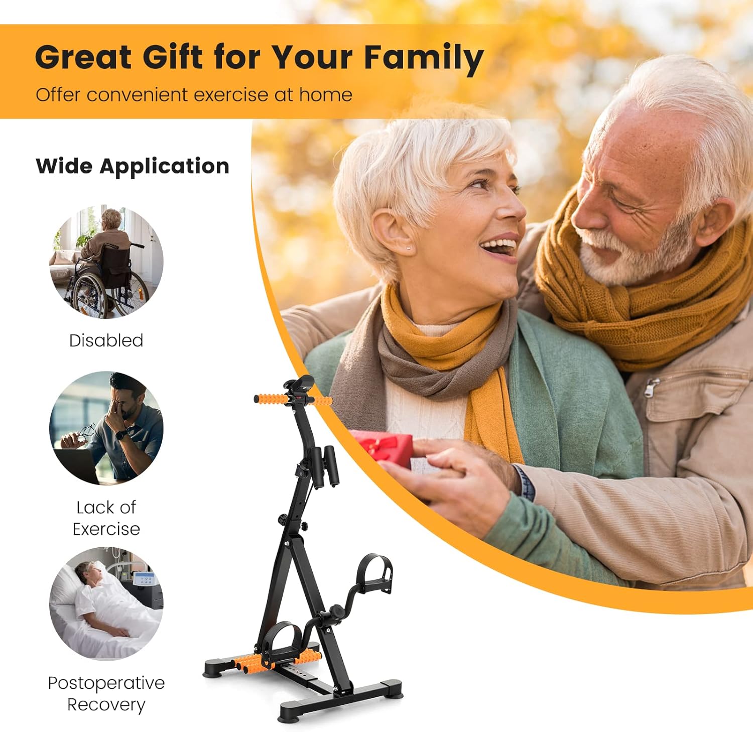 Pedal Exercise Bike with LCD Monitor, Adjustable Height and Length B834567