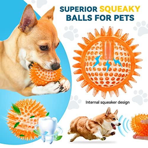 4.5'' Squeaky Dog Toy Balls, Spiky Dog Balls, Durable Puppy Chew Toys, BPA Free Non-Toxic (Purple) A5847