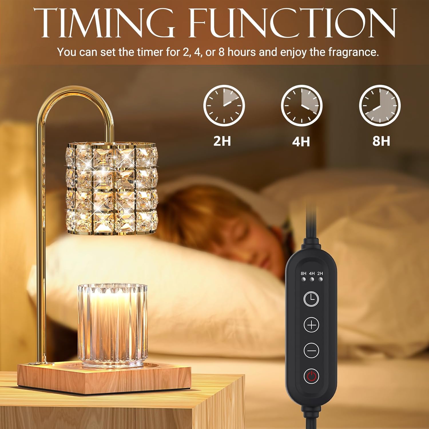 Amber Dimmable Electric Candle Warmer Lamp with Timer N66053