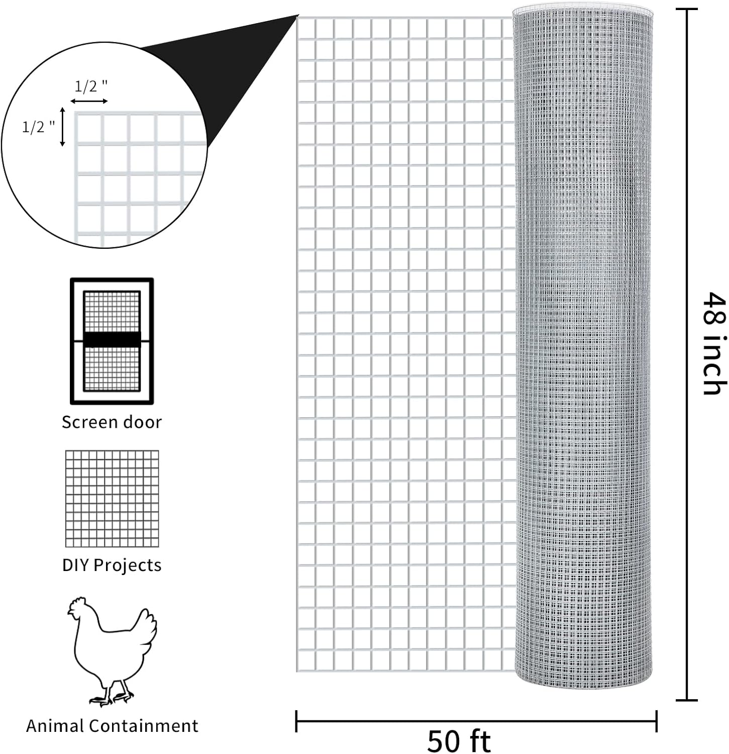 Galvanized 48inx50ft 19 Gauge Wire Mesh E652