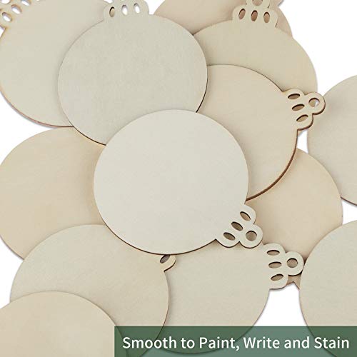 50PCS 4-Inch Unfinished Pre-Drilled Wood Slices Circles Z114820