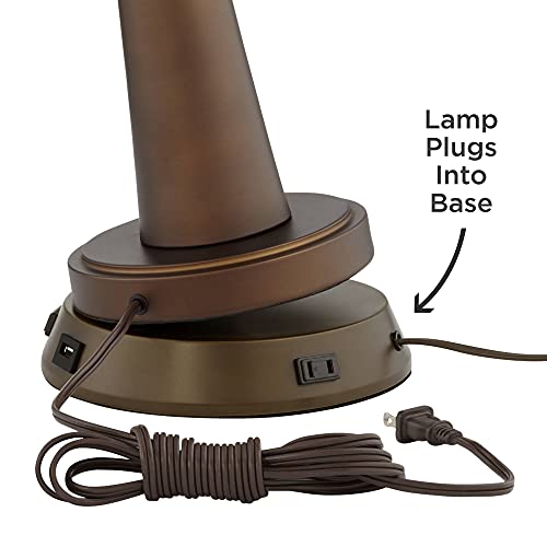 Rustic Industrial Table Lamp with USB and AC Power Outlet 26" High Oil Rubbed Bronze Double Shade B504