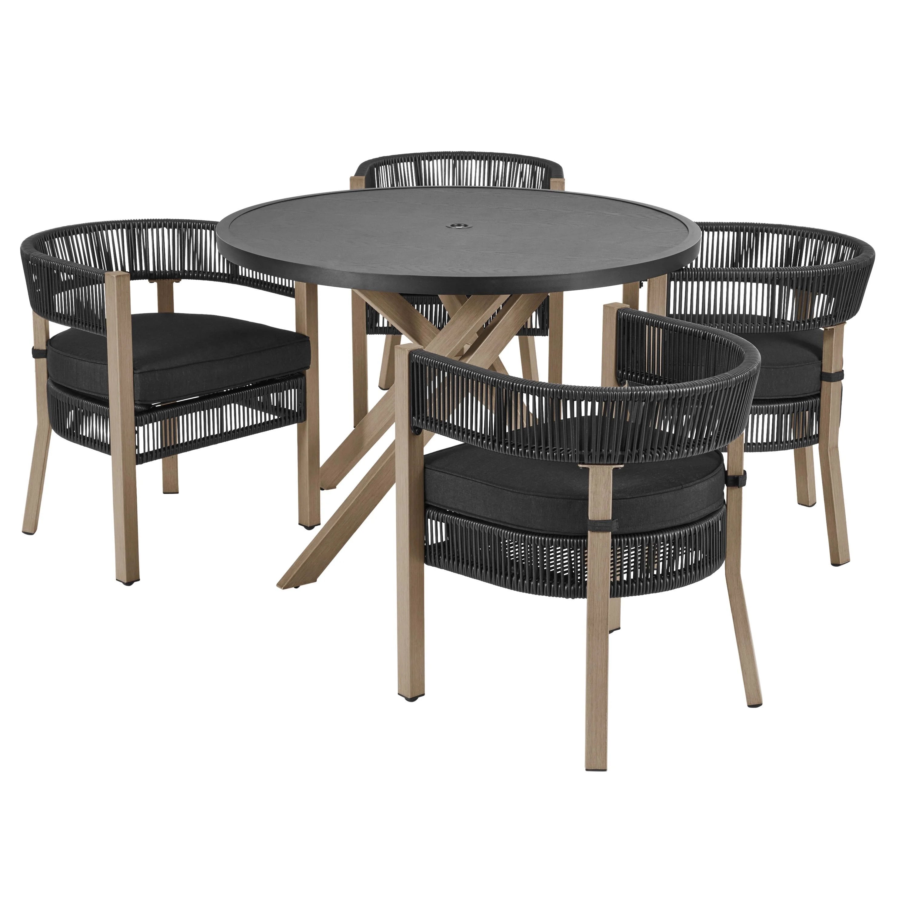 Black 5-Piece Wicker Outdoor Dining Set A801