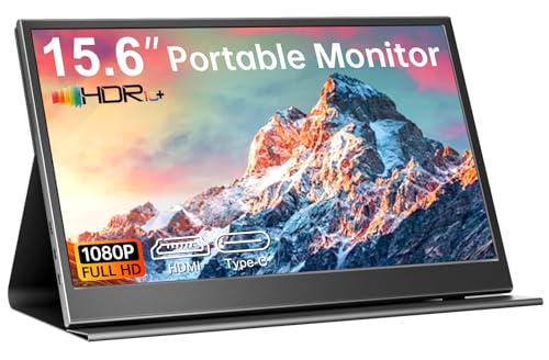 15.6-inch FHD 1080P HDR IPS Portable Monitor with Kickstand & Speakers USB-C HDMI O83323