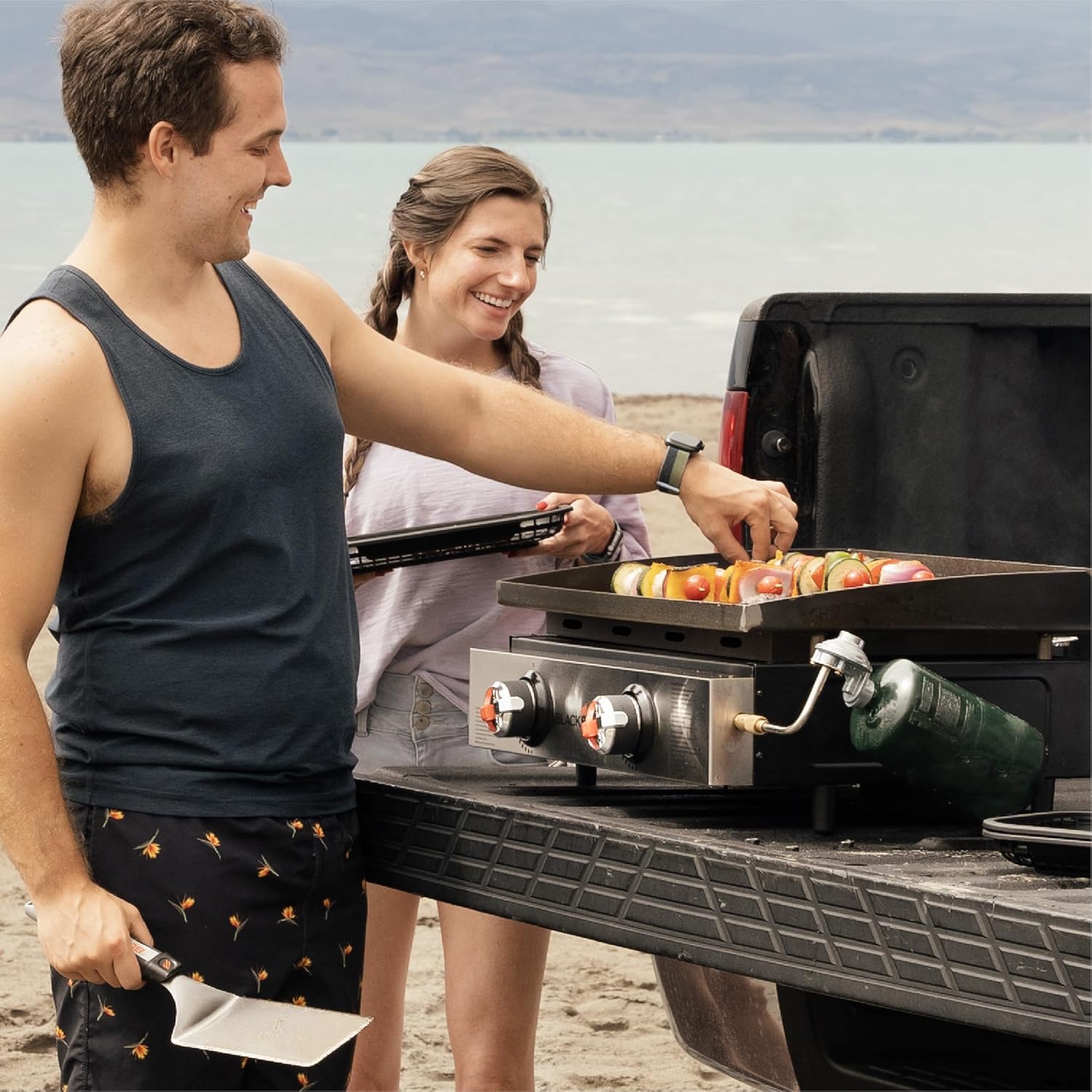 22" Tabletop Griddle with Powder Coated Steel, Black P99084