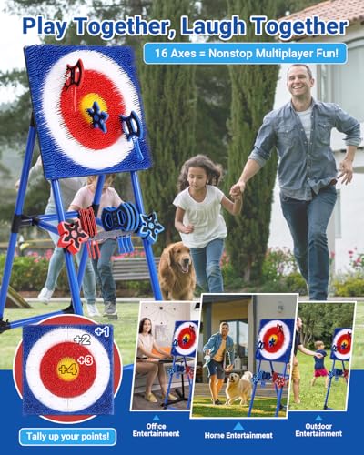 8 Throwing Axes Set with Foldable Plastic Target V57296