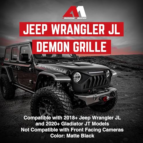 Front Grille with Mesh Compatible with Jeep Wrangler JL and Gladiator JT Models H303542