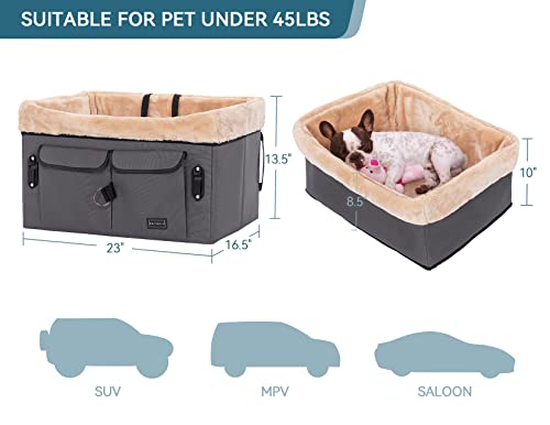 Washable Dog Booster Seat with Carrying Case (Small, Tan) N7766