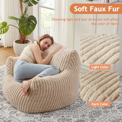 Plush Fluffy Bean Bag Chair with Armrests S4902