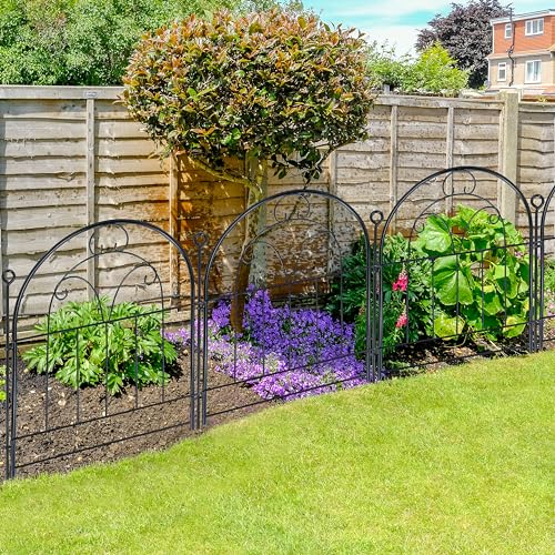 Black Rustproof Metal Garden Fence Border 10 Panels J180801