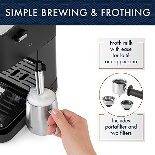 Black Manual Espresso Machine with Milk Frother Steam Wand G6312