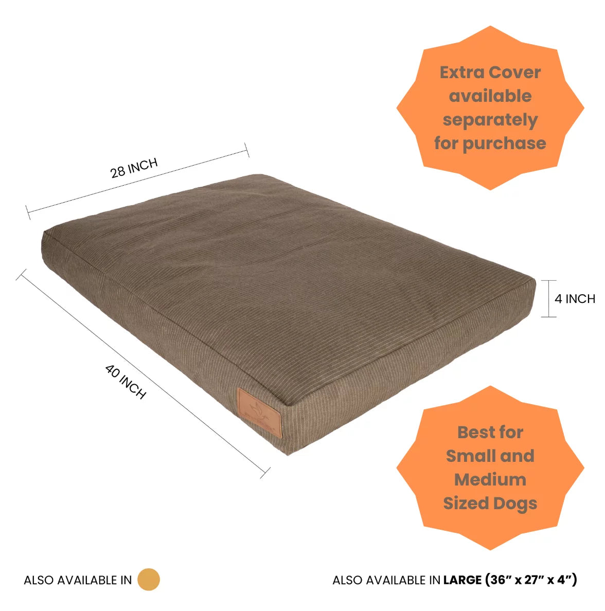 Canvas Dog Bed, Water-Repellent, Removable Washable Cover, Extra Large, Brown G131953