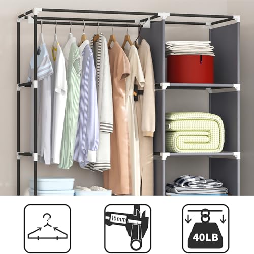 Black 43 x 17.7 x 66 Inches Portable Closet with 1 Hanging Rod and 6 Shelves M67839