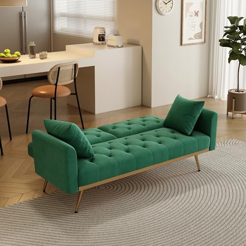 Green Velvet Convertible Sofa Bed S9056