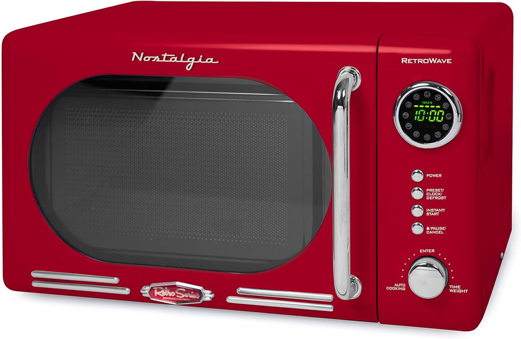 Retro Compact Countertop Microwave Oven - 0.7 Cu. Ft. - 700-Watts and Retro Stainless Steel Electric Tea And Water Kettle, 1.7 Liters N800