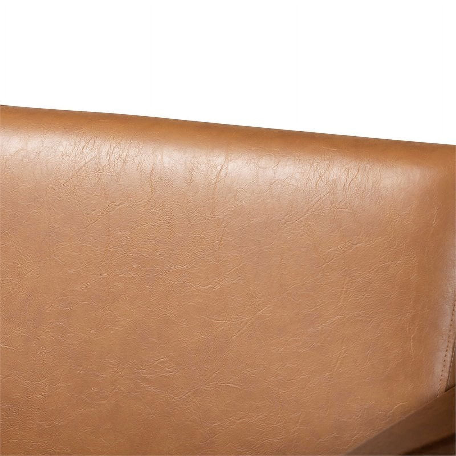 Walnut Brown/Tan Wood Faux Leather Loveseat R7179