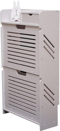 White Wood Look 2 Flip Drawers Freestanding Shoe Storage Cabinet O670