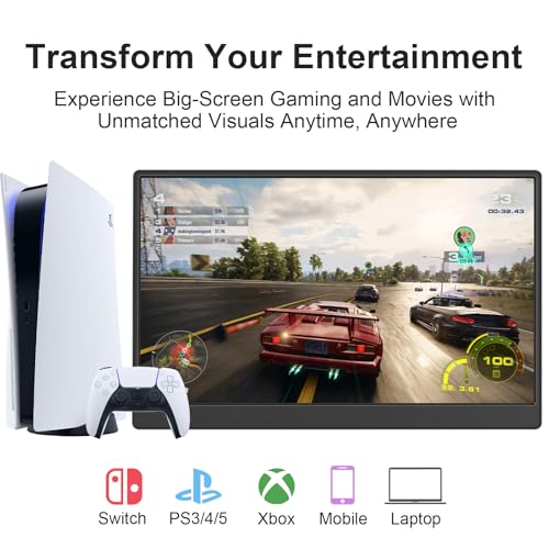 15.6-inch FHD 1080P HDR IPS Portable Monitor with Kickstand & Speakers USB-C HDMI O83323