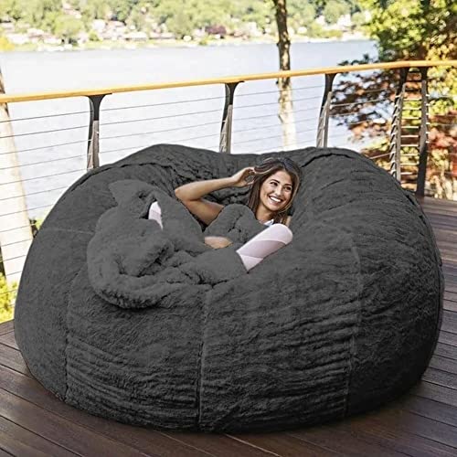 7ft Soft Fluffy Gigantic Fur Bean Bag Chair Cover H40186