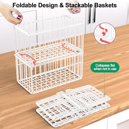 4 Pack Stackable Black Freezer Organizer Bins with Handles G345