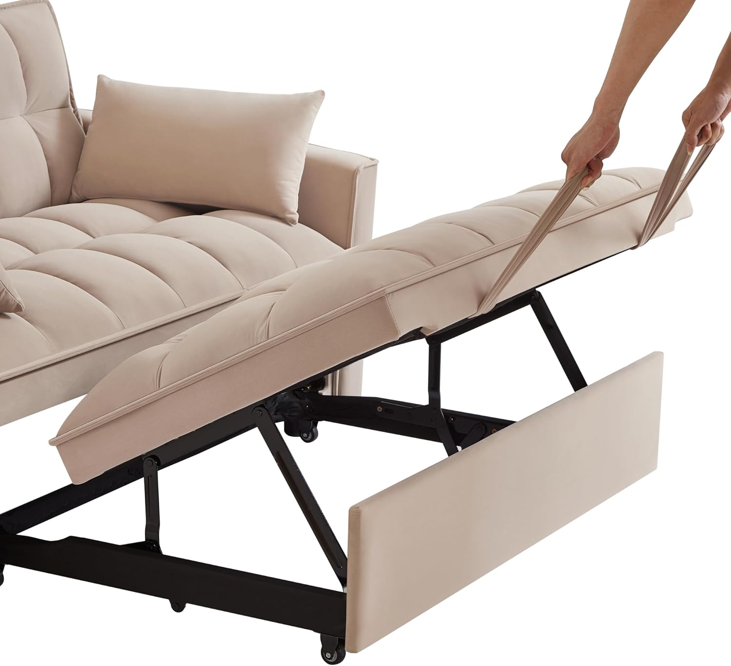 3 in 1 Multi-Functional Futon Loveseat Pull Out Couch Bed with Adjustable Backrest and Pillows L621469
