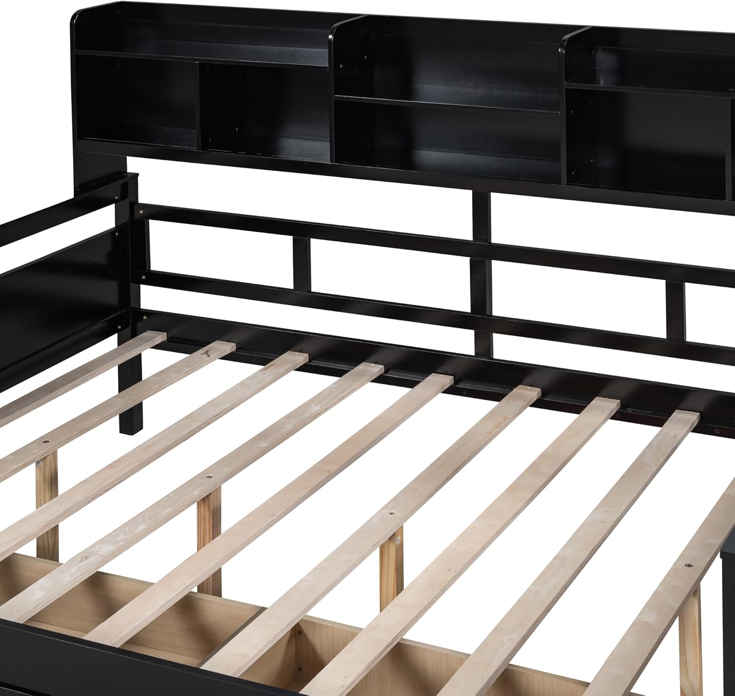Espresso Full Size Wood Daybed with 2 Storage Drawers L8018