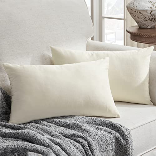 White Velvet Throw Pillow Covers Pack of 2, 22x22 A381