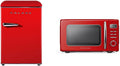 Retro Compact Refrigerator, Mini Fridge, Red, 2.5 Cu Ft & Retro Countertop Microwave Oven J599